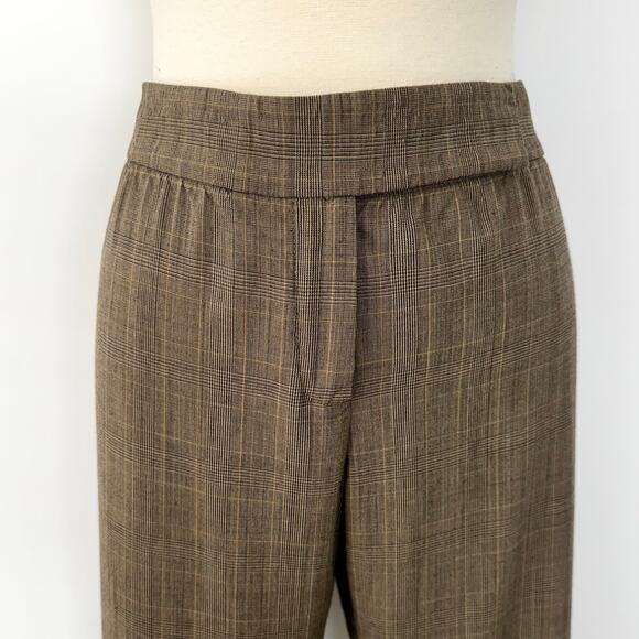 ELIE TAHARI Wool Blend Plaid Flare Leg Mid Rise Classic Trousers Pants Brown | 6 - Picture 4 of 10